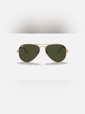 Classic Aviator Ray-Ban Sunglasses in Gold with Dark Green Lenses
